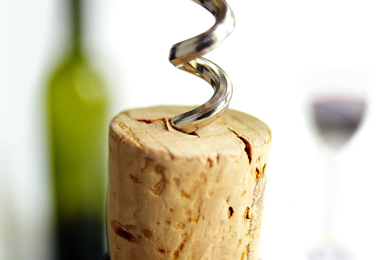 cork in a bottle with bottle spriral opener